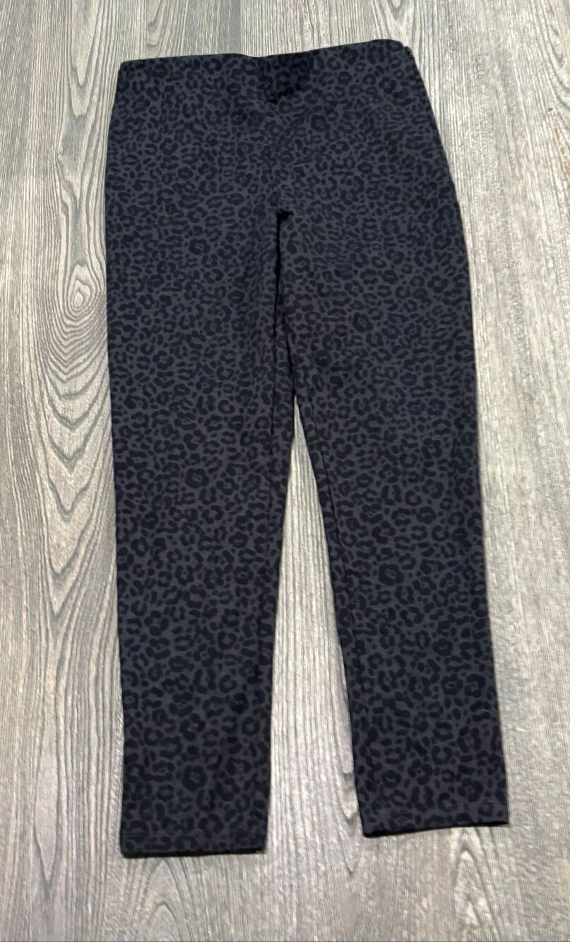 Ann Taylor Women's Animal Print Side Zip Skinny Knit Pants Black Gray Size 8